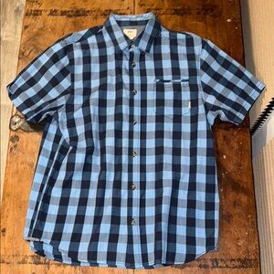 Vans Blue Casual Button Down Shirt Gingham Pattern
